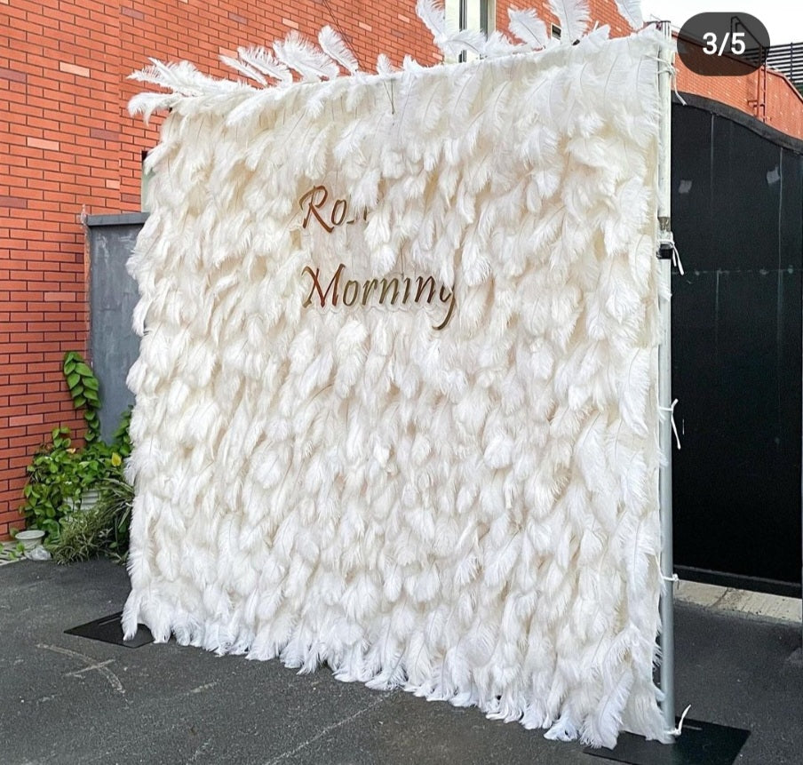 5D Luxe White feather wall
