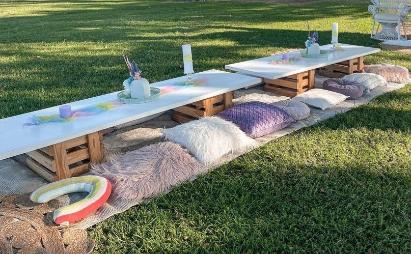 Crate and wood table