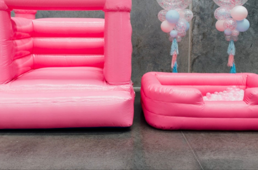 Hot pink bounce house ballpit package