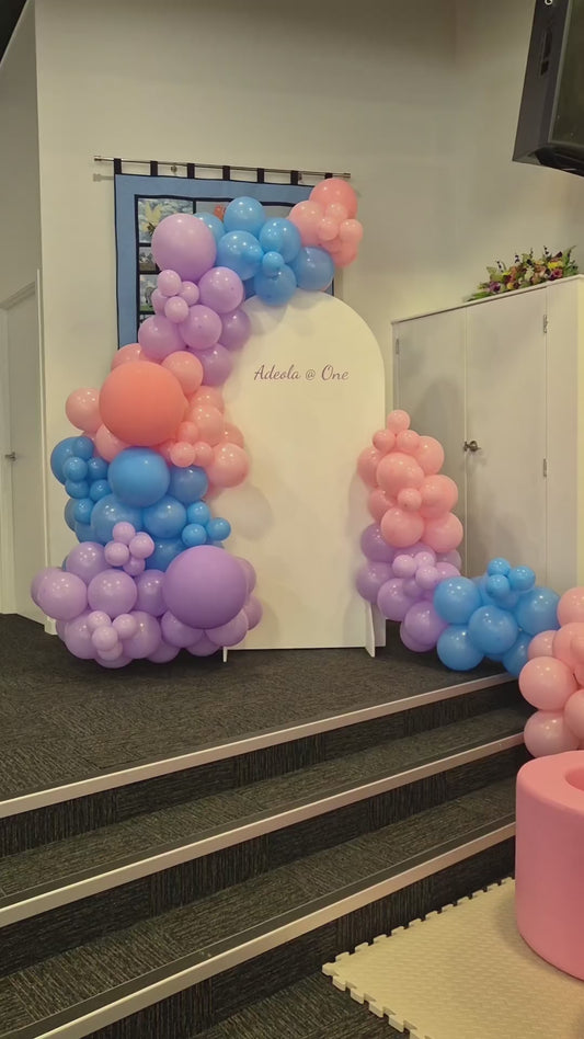 Luxe arch board and garland package Tauranga party hire and Balloon styling.